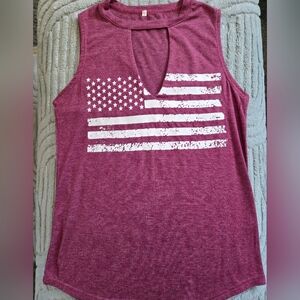 Women's Sleeveless American Flag Top - Maroon